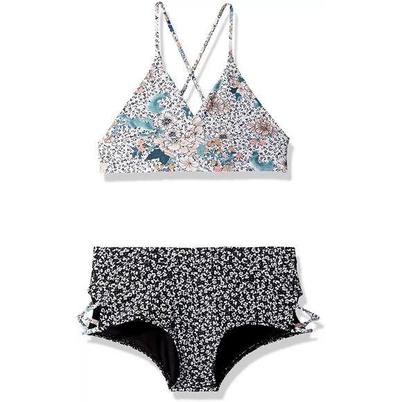 O'NEILL Big Girls' Jamison Print Bikini Set, White, 7